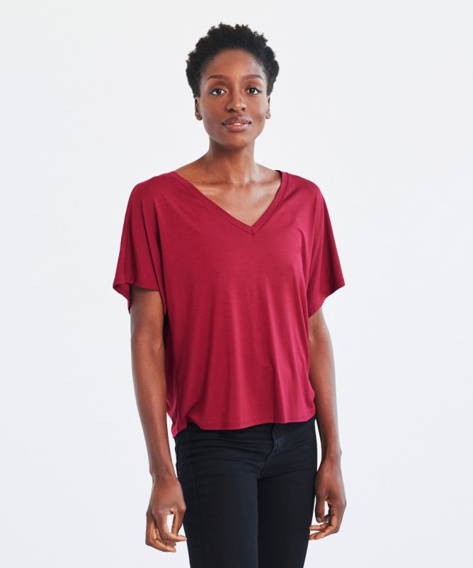 Biking Red Oversize V Neck