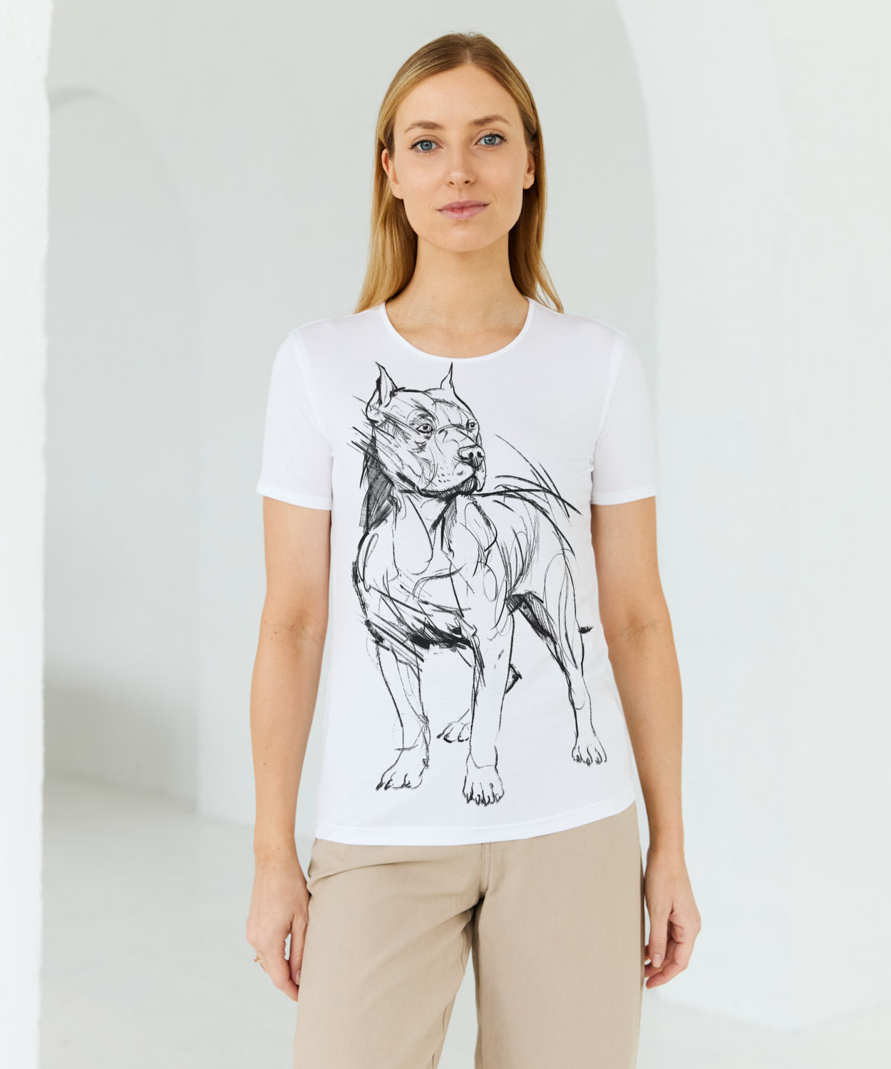 Koszulka damska - American Pit Bull Terrier - wzór 1 - biała