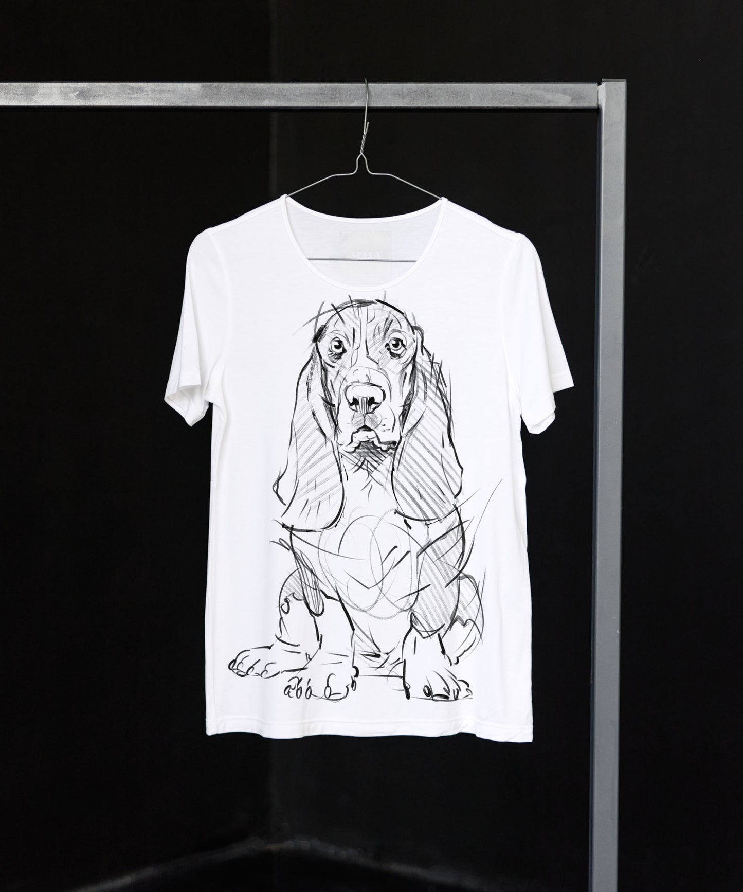 Koszulka damska - Basset Hound - wzór 4 - biała