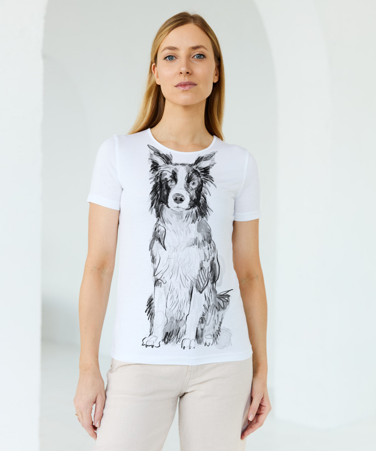 Koszulka damska - Border Collie No. 2 - biała