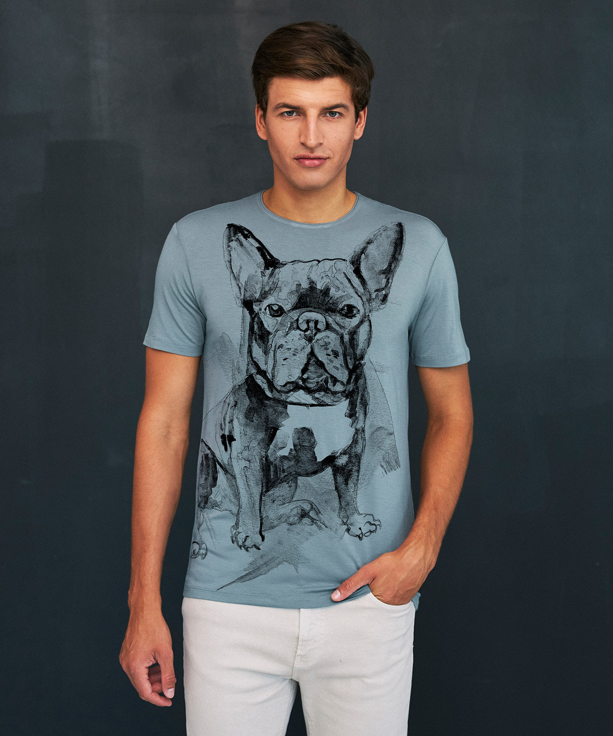 French Bulldog no. 5 Men's Storm Cloud T-Shirt