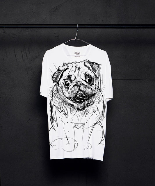 Koszulka męska - Mops - No.1 - Biała