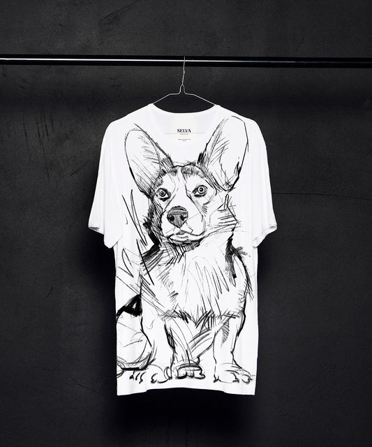 Koszulka męska - Welsh Corgi Cardigan - wzór 1 -  Biała