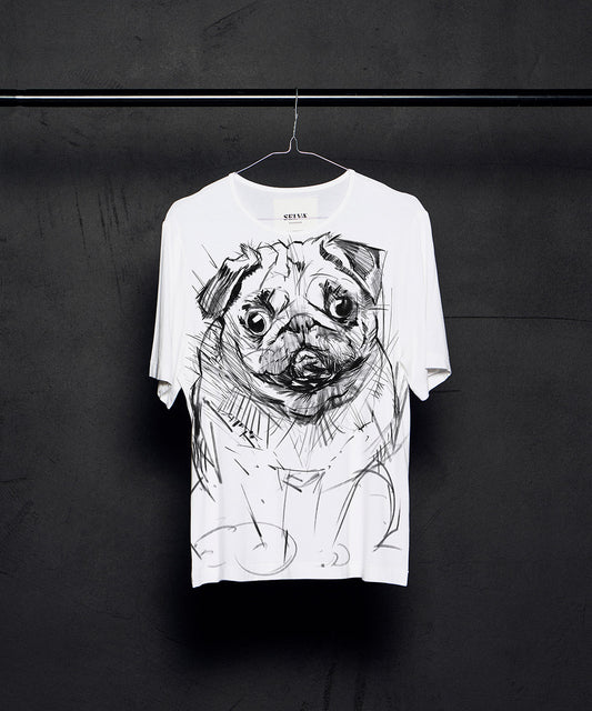 Koszulka damska - Mops - No.1 - Biała