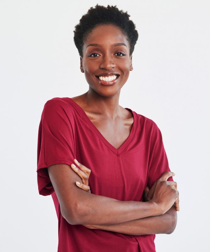 Biking Red Oversize V Neck