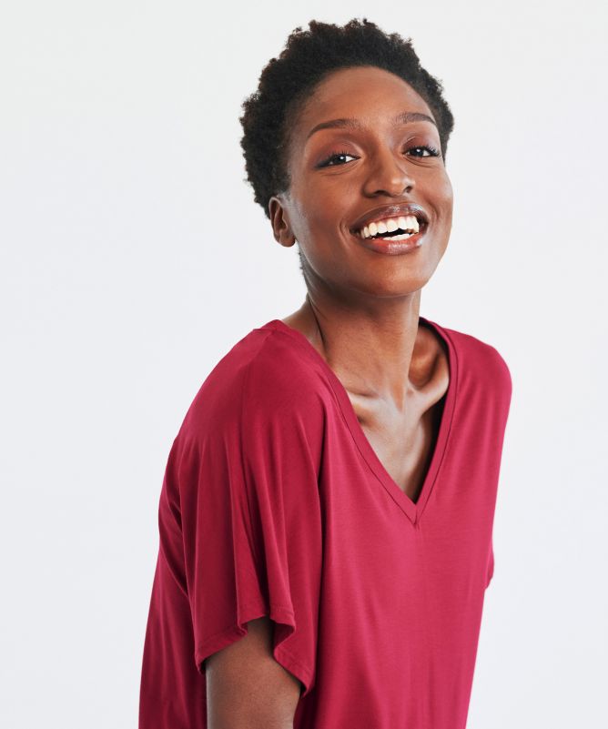 Biking Red Oversize V Neck