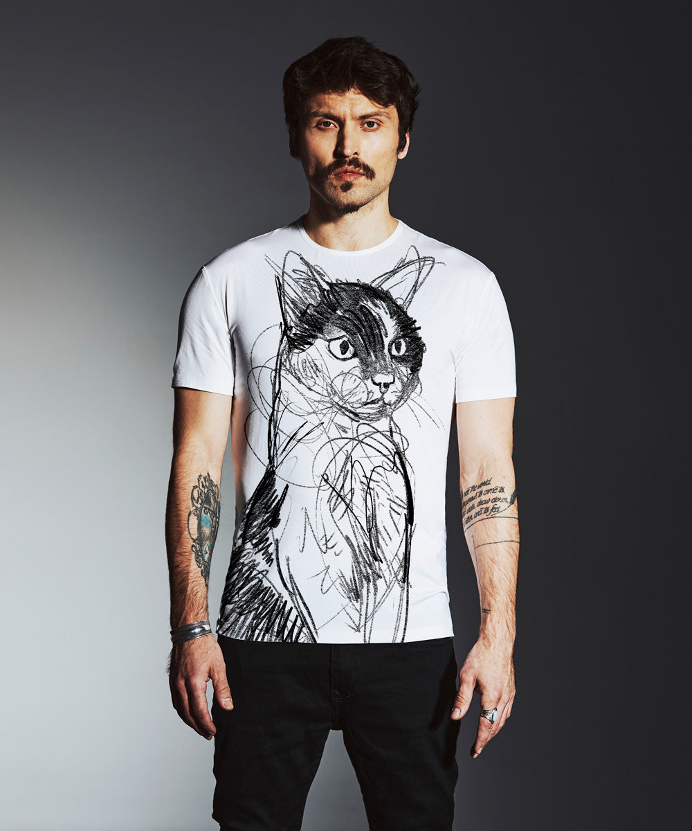 Alley Cat No. 4 Men's White T-Shirt