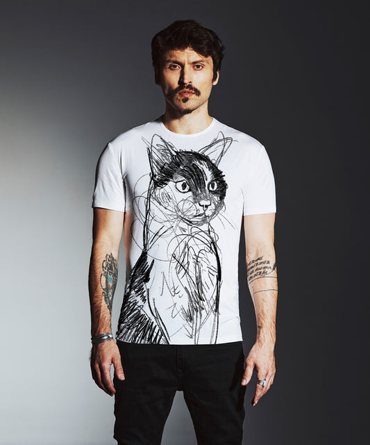 Alley Cat No. 4 Men's White T-Shirt