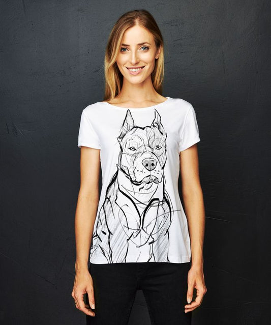 Koszulka damska - American Staffordshire Terrier - wzór 1 - biała