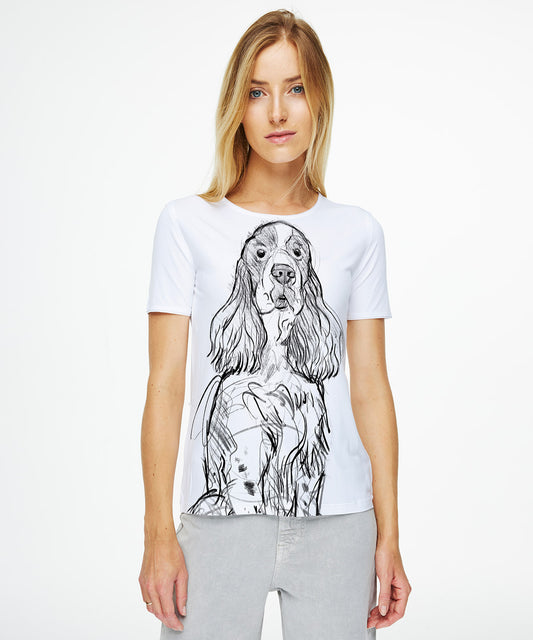 Koszulka damska - Springer Spaniel Angielski - No. 1 - Białą