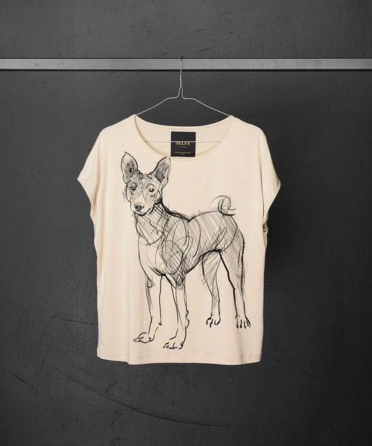 Koszulka damska - Basenji - wzór 1 - Hummus
