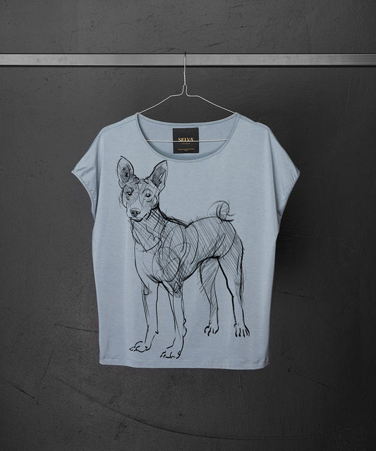 Koszulka damska - Basenji - wzór 1 - Storm Cloud