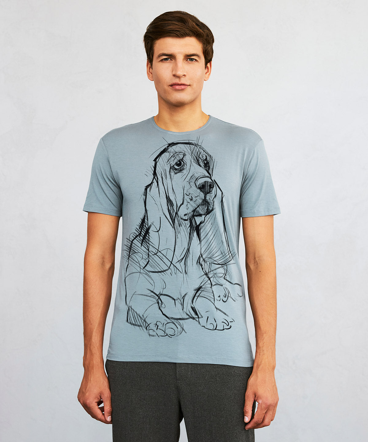 Koszulka męska - Basset Hound - wzór 1 - Storm Cloud