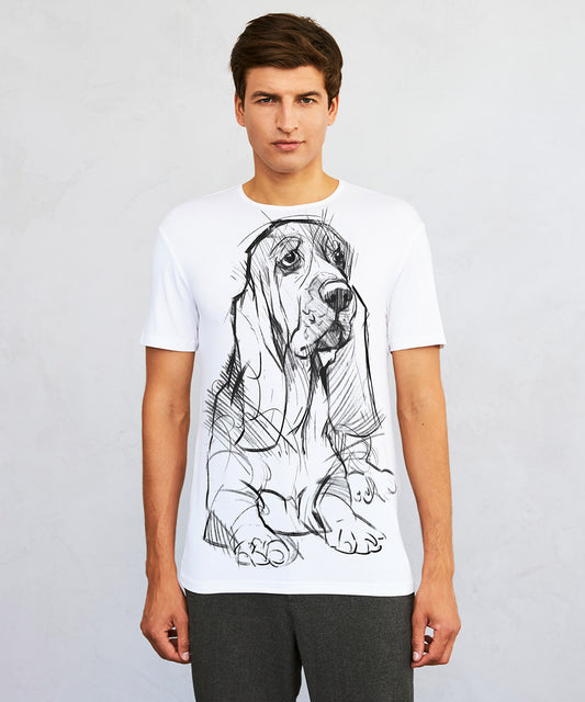 Koszulka męska - Basset Hound - wzór 1 - biała