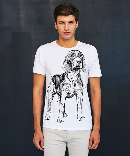 Koszulka męska - Beagle - biała