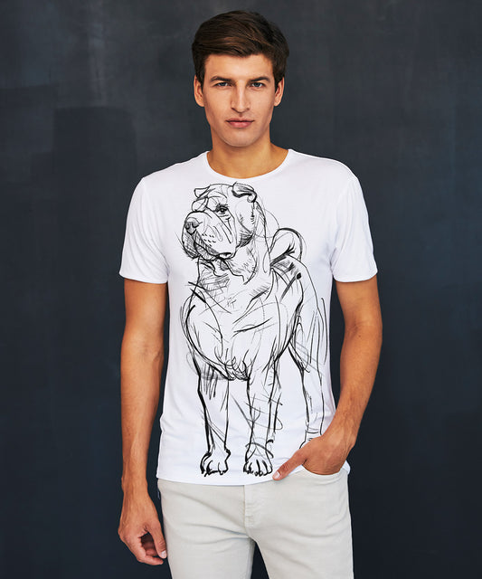 Koszulka męska - Shar Pei - Biała
