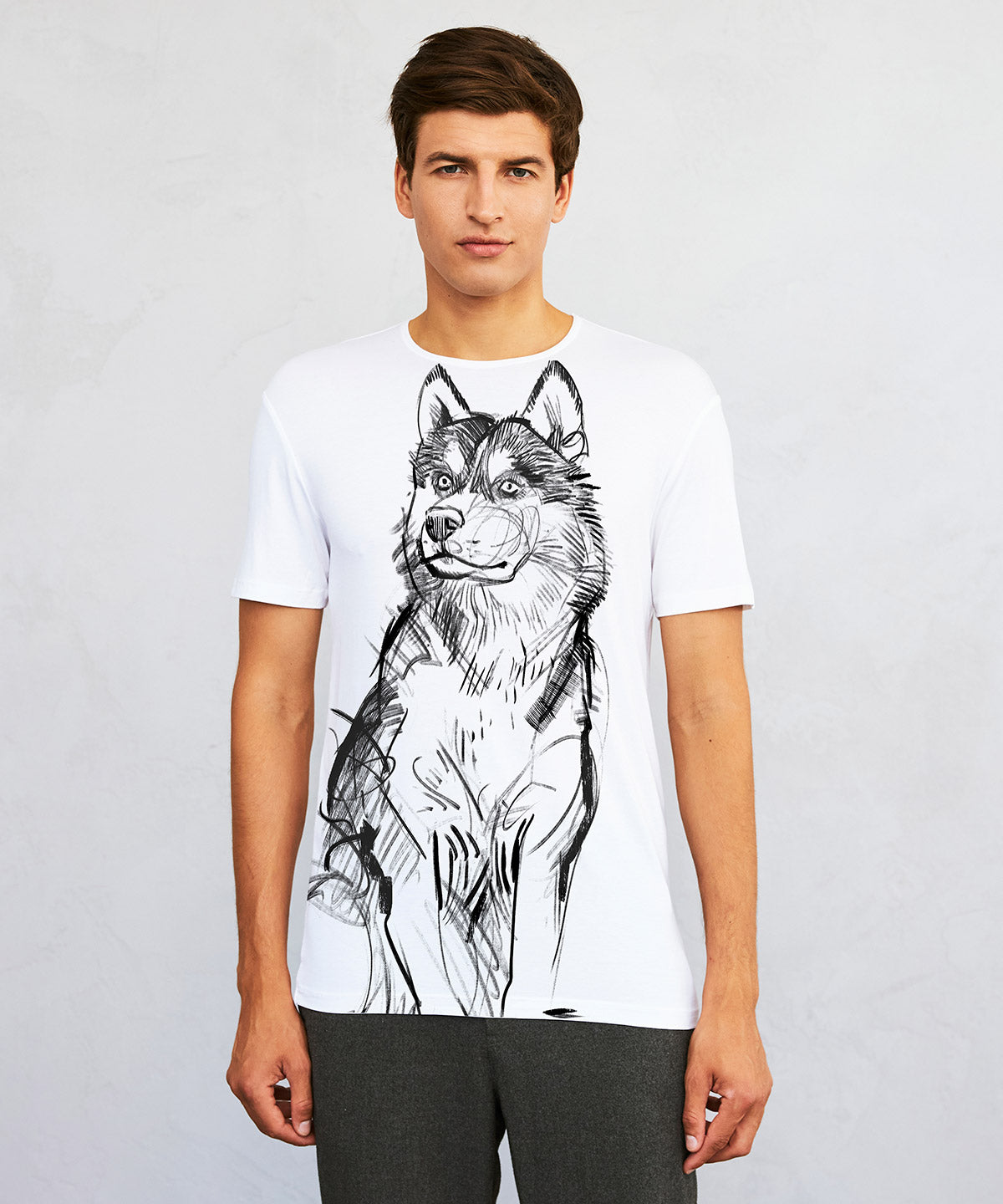 Koszulka męska - Husky Syberyjski - No. 1 - Biała