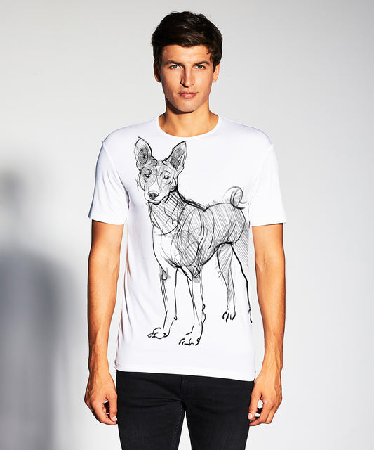 Koszulka męska - Basenji - wzór 1 - biała