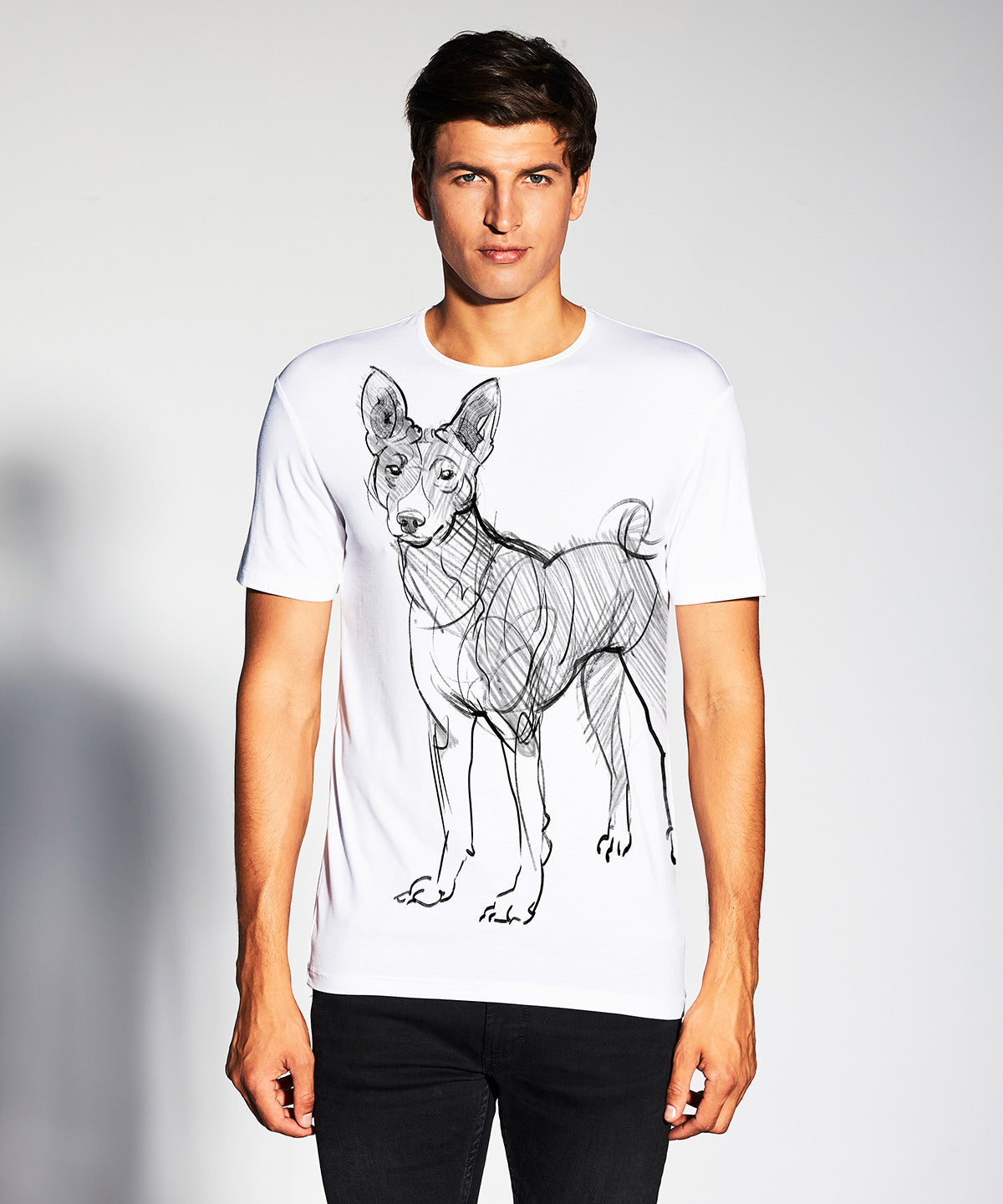 Koszulka męska - Basenji - wzór 1 - biała