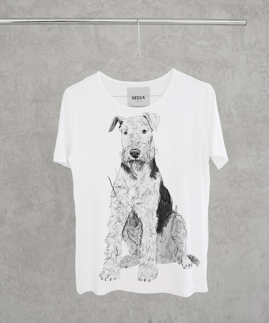 Koszulka damska - Airedale Terrier - wzór 2 - biała
