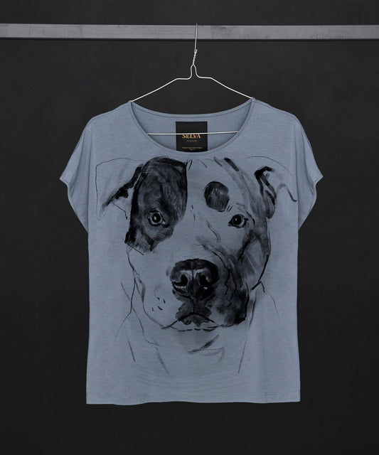 Koszulka damska - American Staffordshire Terrier - wzór 2 - Storm Cloud