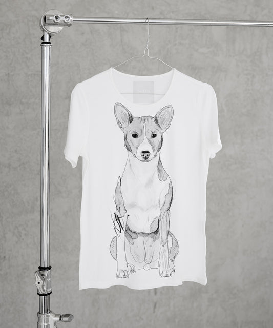 Koszulka damska - Basenji - wzór 2 - biała