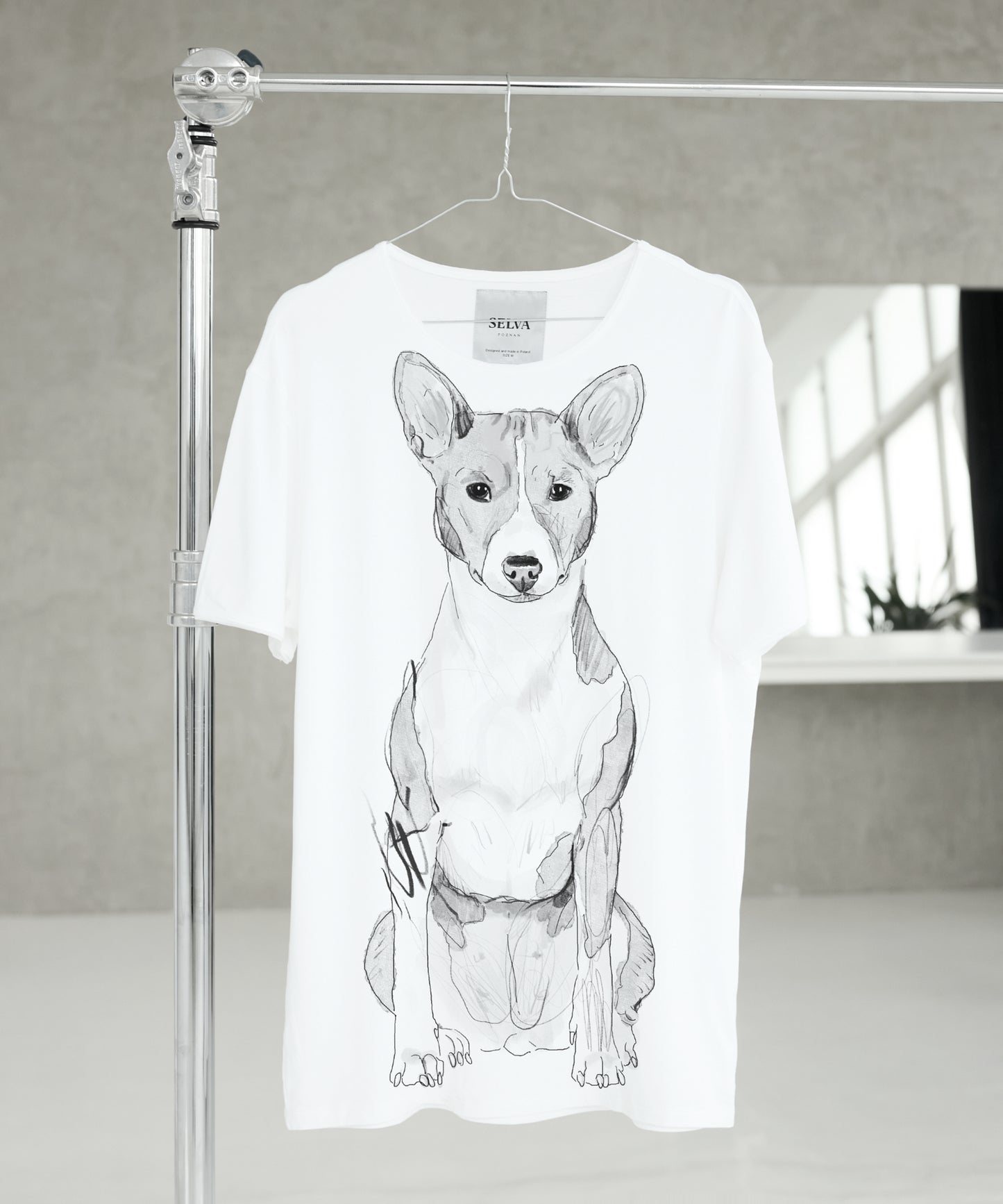 Koszulka męska - Basenji - wzór 2 - biała