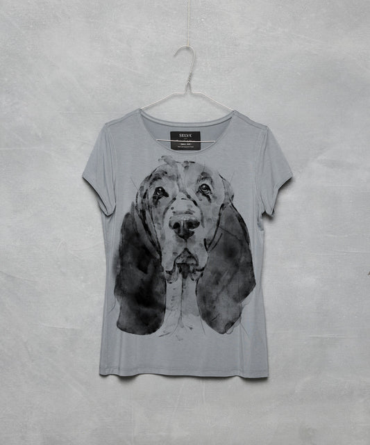 Koszulka damska - Basset Hound - wzór 2 - Storm Cloud