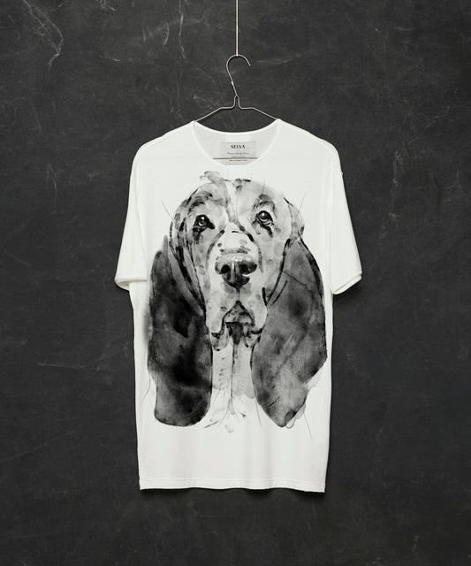 Koszulka męska - Basset Hound - wzór 2 - biała