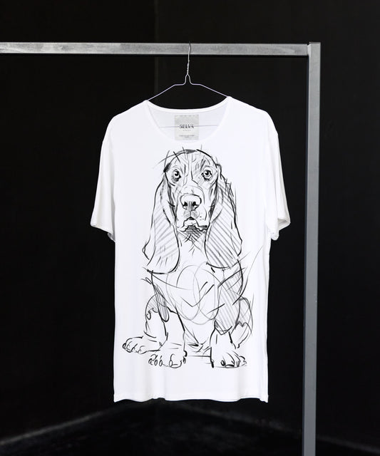 Koszulka męska - Basset Hound - wzór 4 - biała