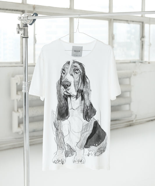 Koszulka męska - Basset Hound - wzór 3 - biała