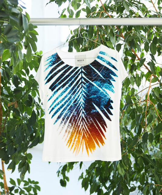 Blue leaf T-shirt Woman
