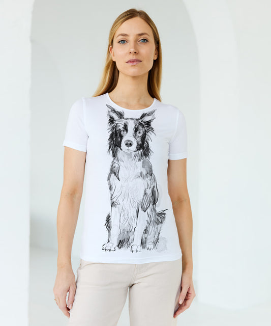 Koszulka damska - Border Collie No. 2 - biała