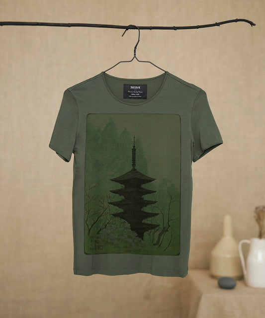 Suzuki Chikuhaku T-shirt Woman khaki