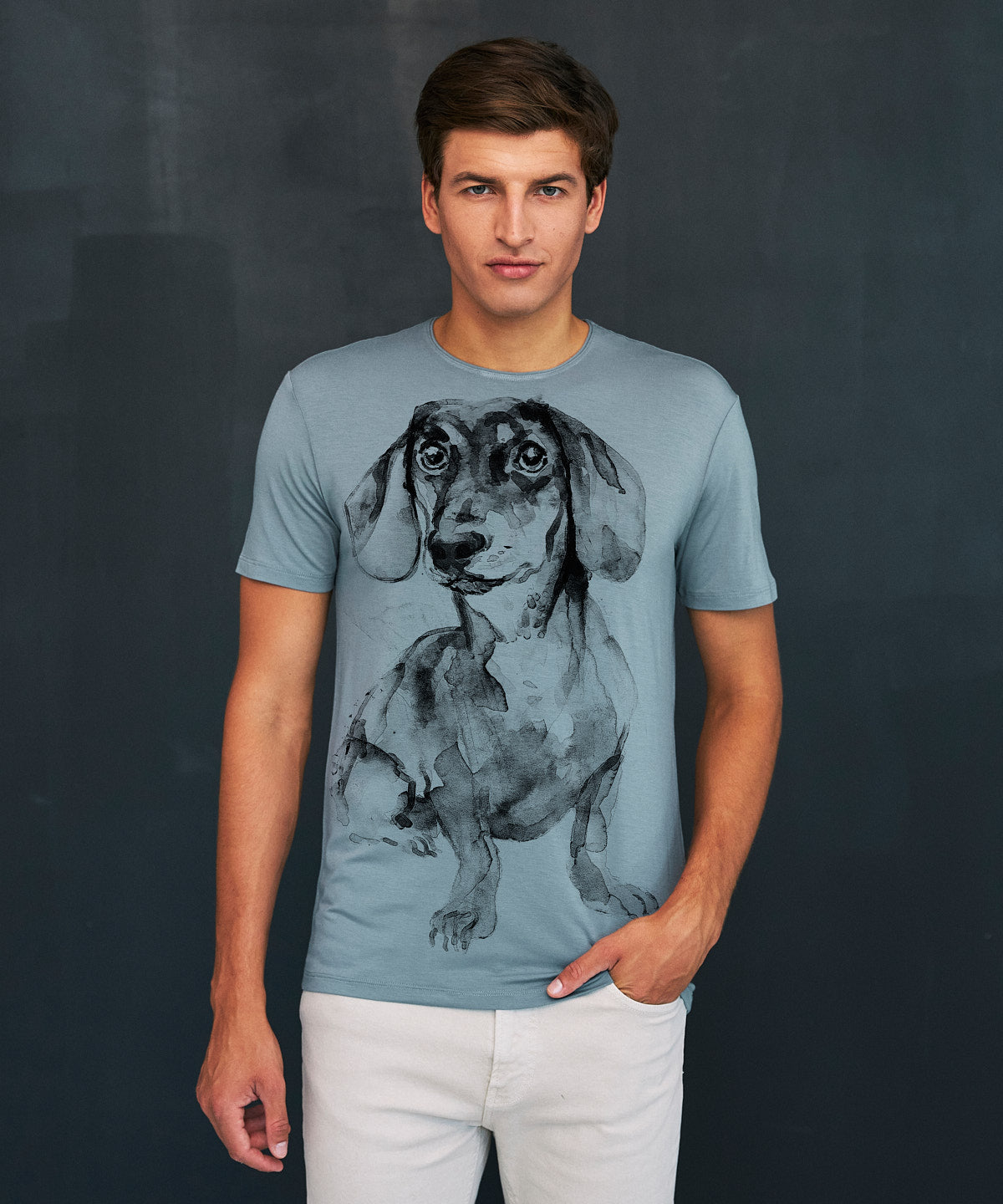 Dachshund No. 4 Men's Storm Cloud  T-Shirt