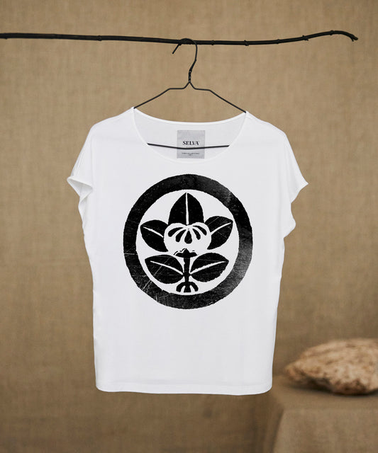 Hosoban benizuri-e sign white t-shirt woman