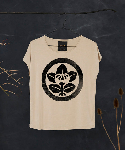 Hosoban benizuri-e sign hummus t-shirt woman