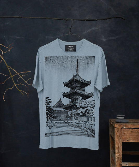 Ito Nisaburo „The Pagoda of Kiyomizu Temple” Men’s T-Shirt – storm cloud