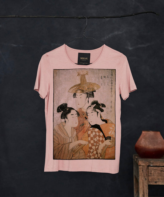 Koszulka damska - Kitagawa Utamaro No. 74 - jasny róż