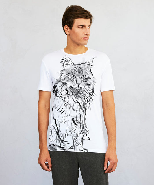 Norwegian Forest Cat Men's White T-Shirt