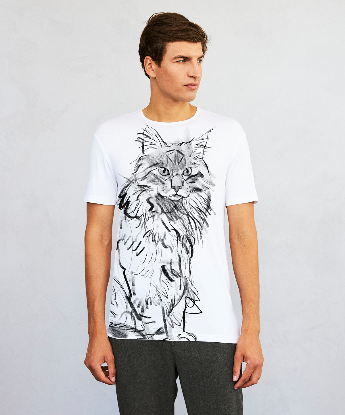 Norwegian Forest Cat Men's White T-Shirt