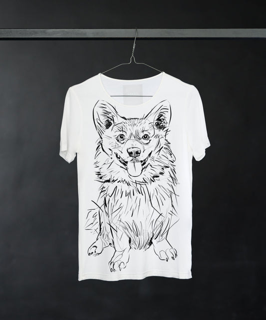 Koszulka damska - Welsh Corgi Pembroke - wzór 2 - Biała