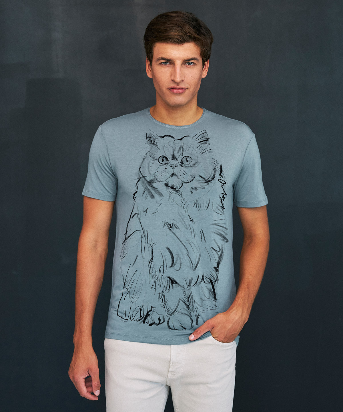 Persian Cat No. 2 Men's Storm Cloud T-Shirt