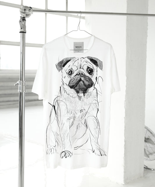 Koszulka męska - Mops - No.3 - Biała