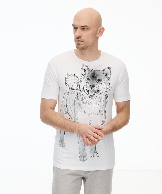 Koszulka męska - Shiba inu No. 4 - Biała