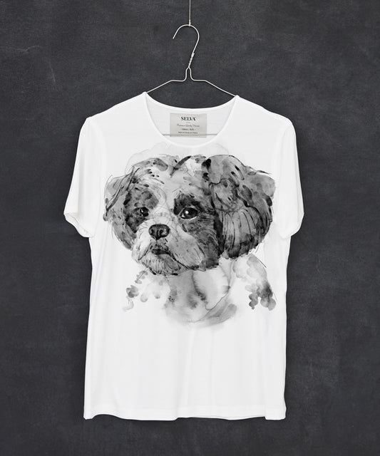 Koszulka damska - Shih tzu - No. 2 - Biała