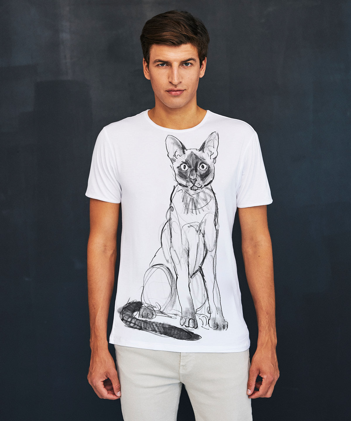 Siamese Cat Men's White T-Shirt