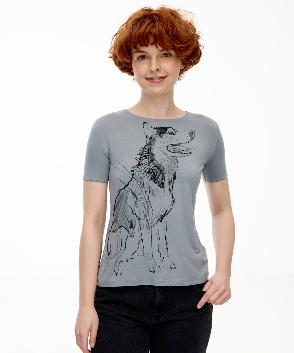 Siberian Husky No. 2 Women's Storm Cloud T-Shirt