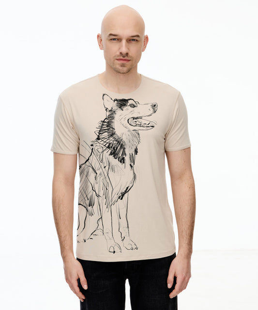 Koszulka męska - Husky Syberyjski - No. 2 - Hummus