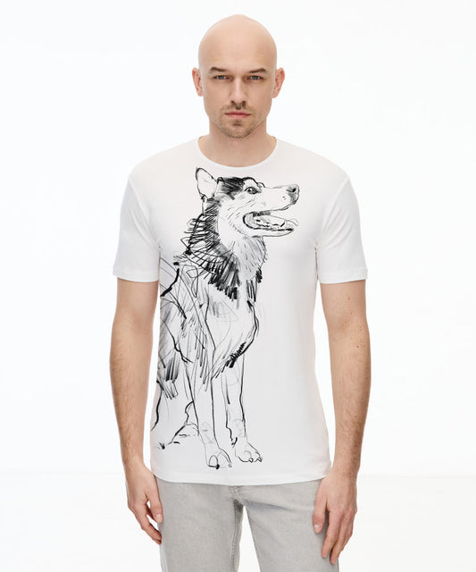 Koszulka męska - Husky Syberyjski - No. 2 - Biała